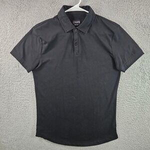 Cuts Curve Hem Polo Shirt Mens Black Short Sleeve Performance Size S